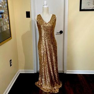 Stunning Gold Sequined Ralph Lauren Evening Gown size 12